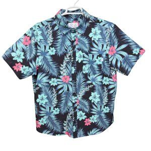 Hurley Mens Hawaiian Short Sleeve Shirt Large Black Floral Pattern Casual Fit